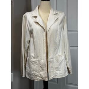 Dialogue Sz 14 Cream Linen Blend Jacket Blazer Quiet Luxury Spring Top